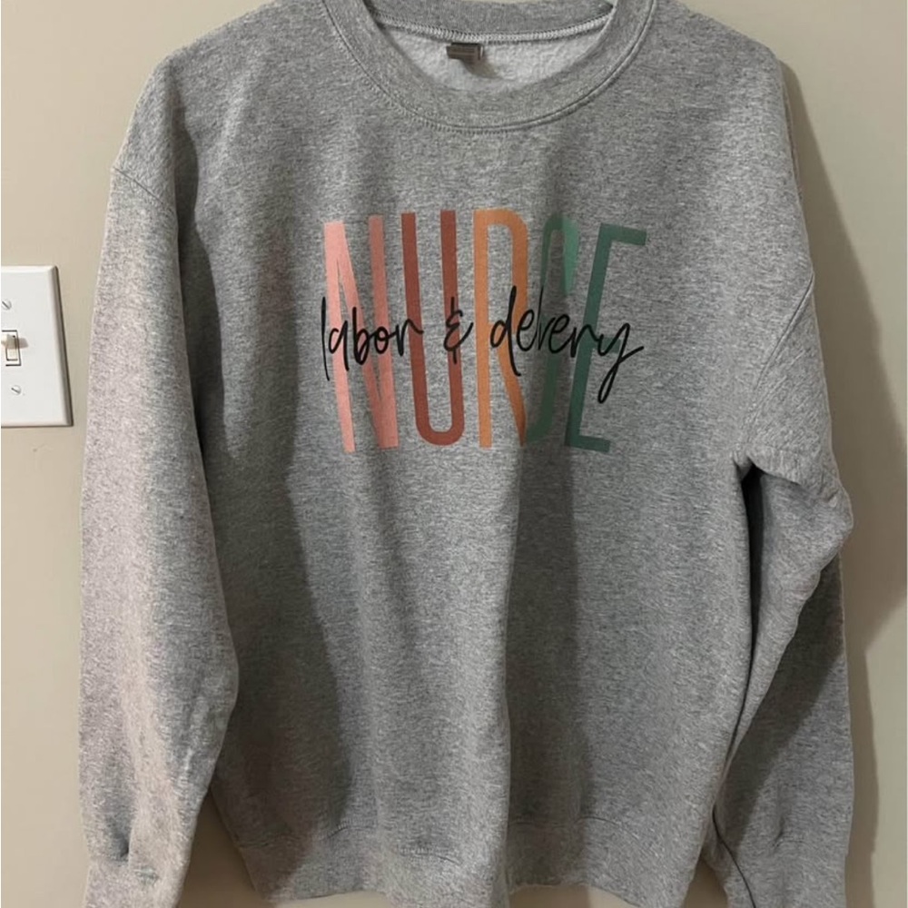 Gray Nurse Labor & Delivery Crewneck Sweatshirt